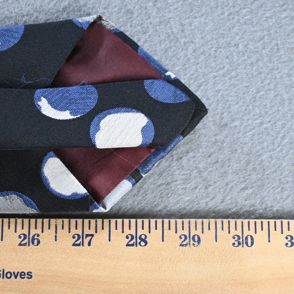 Johnny Carson Mens Vintage 80s Polka Dot Necktie One Size Black Blue White